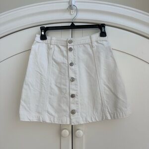 Abercrombie White Pleat Button Denim Skirt